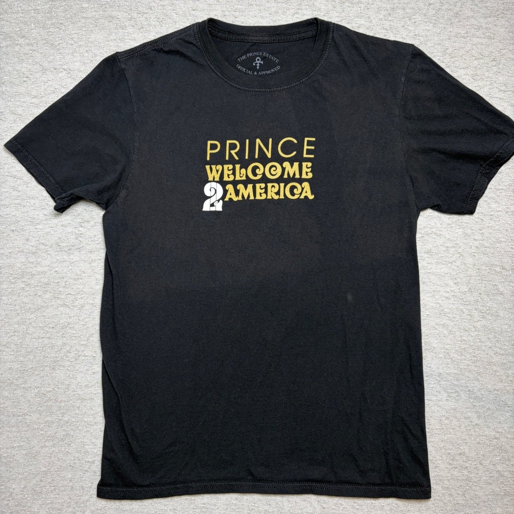 The Prince Estate Unisex T-Shirt Small Black Welcome 2 America Graphic Band Tee